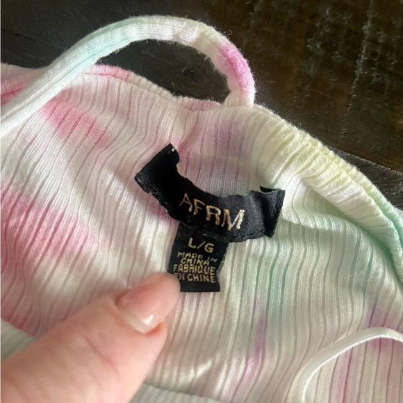 NWT AFRM Hara Ribbed Tie Dye Bodysuit in Blanc Spiral Sz L Large - Picture 6 of 9